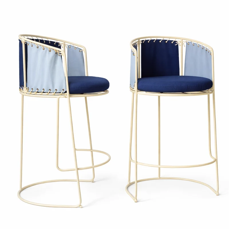 Paire tabouret de bar Palmer Outdoor Bicolore ocean blue écru - 68 cm