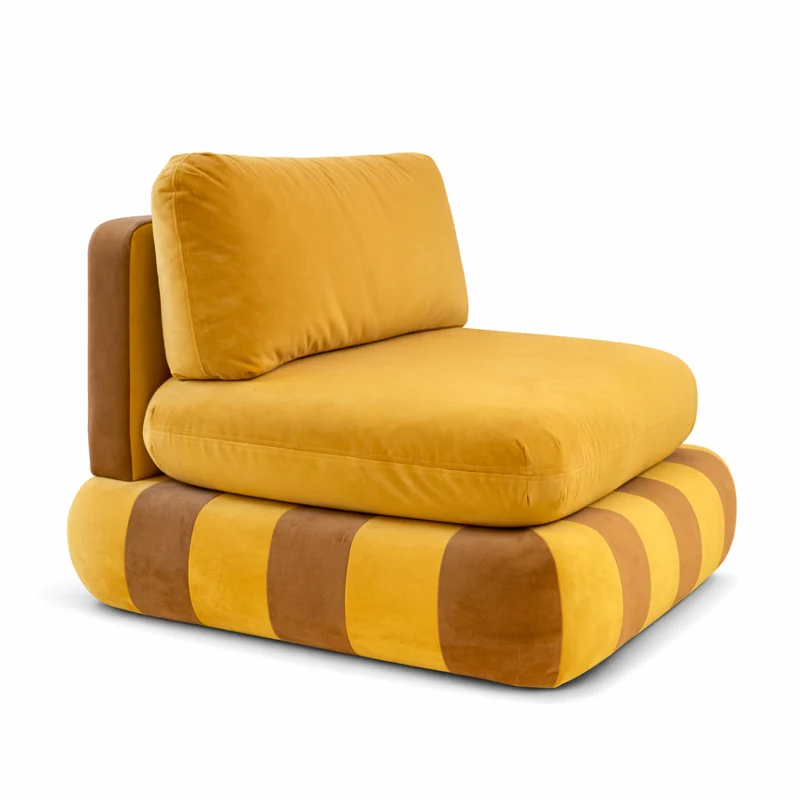Fauteuil Circus Velours camel tabac