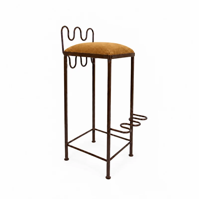 Tabouret de bar Dolores velours milleraies