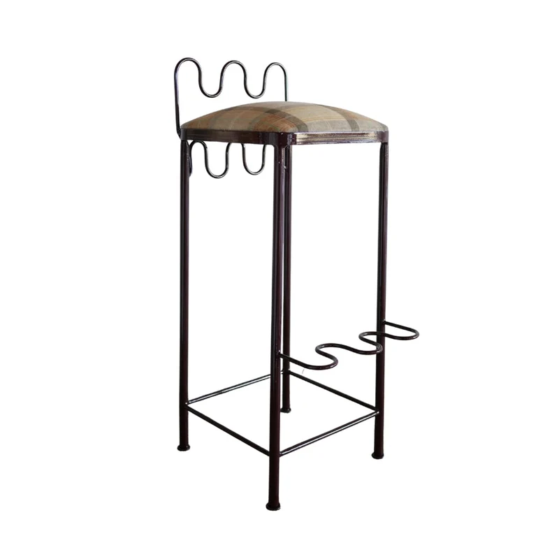 Tabouret de bar Dolores velours tartan