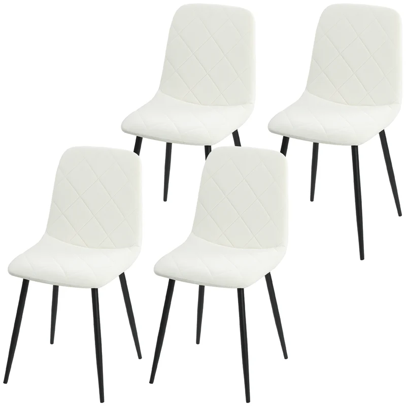 Lot de 4 chaises de salle à manger dossier haut 45 x 54 x 87 cm assise mousse style épuré contemporain en polyester crème 21_0003249