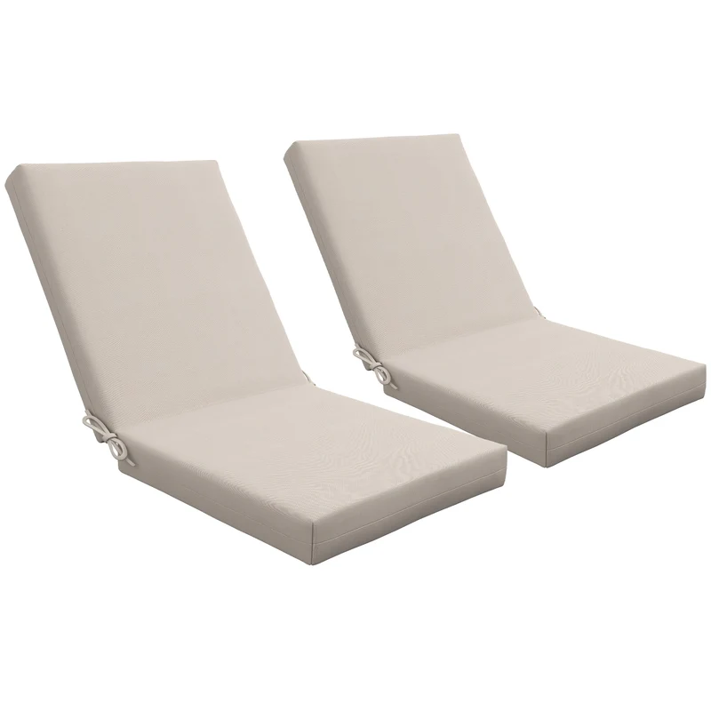 Lot de 2 coussins d'extérieur pour siège à dossier 112 x 51 x 8 cm attaches et rembourrés style épuré en polyester beige 21_0005192