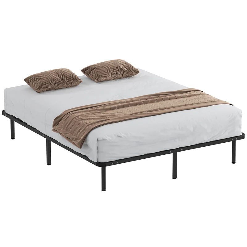 Cadre de lit 190 x 160 x 31 cm rangement sous le lit 26cm robuste support 350 kg design industriel moderne en acier noir 21_0003774