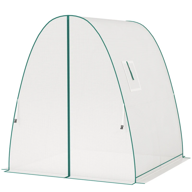 Serre tunnel jardin 180 x 180 x 200 cm ventilation et protection hivernale stabilité design contemporain en pe blanc 21_0005528