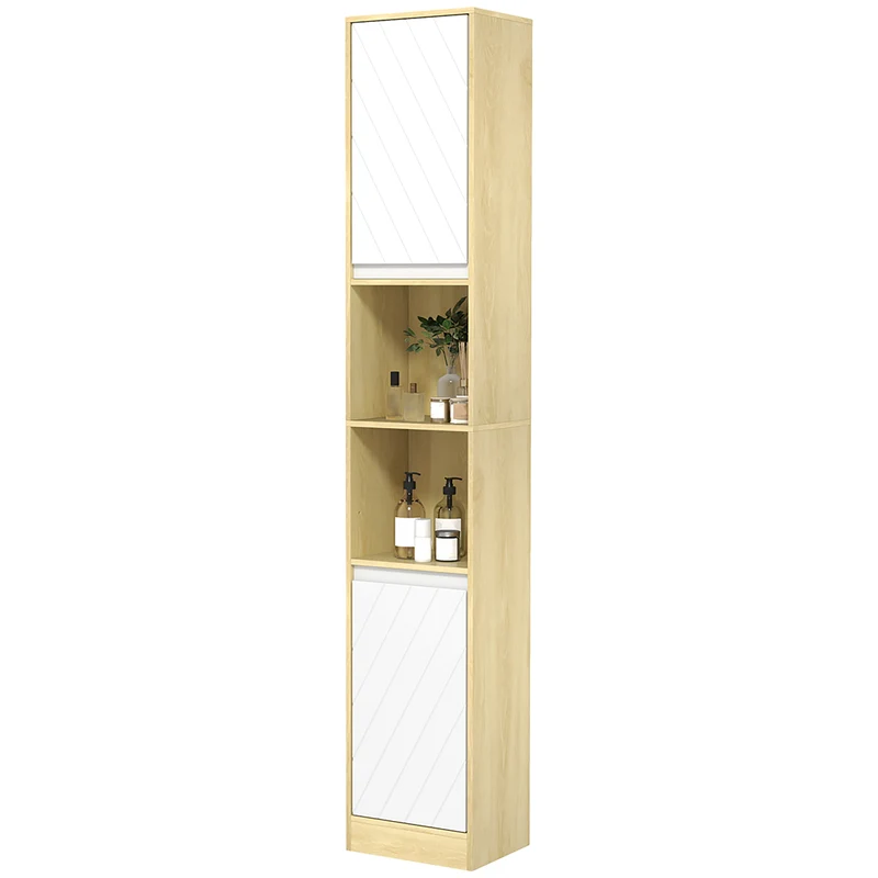 Meuble colonne rangement salle de bain 30 x 24 x 170 cm rangement réglable gain de place moderne scandinave en MDF blanc 21_0001863