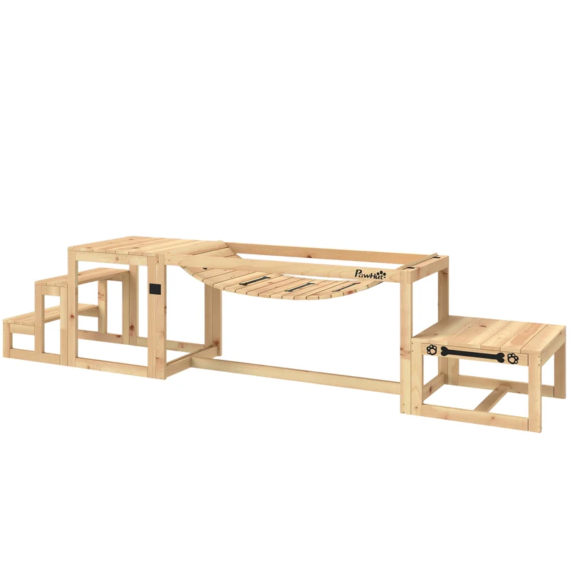 Kit d'agilité pour chien 3 pièces 117 x 50 x 56 cm pour chiens jusqu'à 40 kg entraînement scandinave en bois naturel 21_0007529