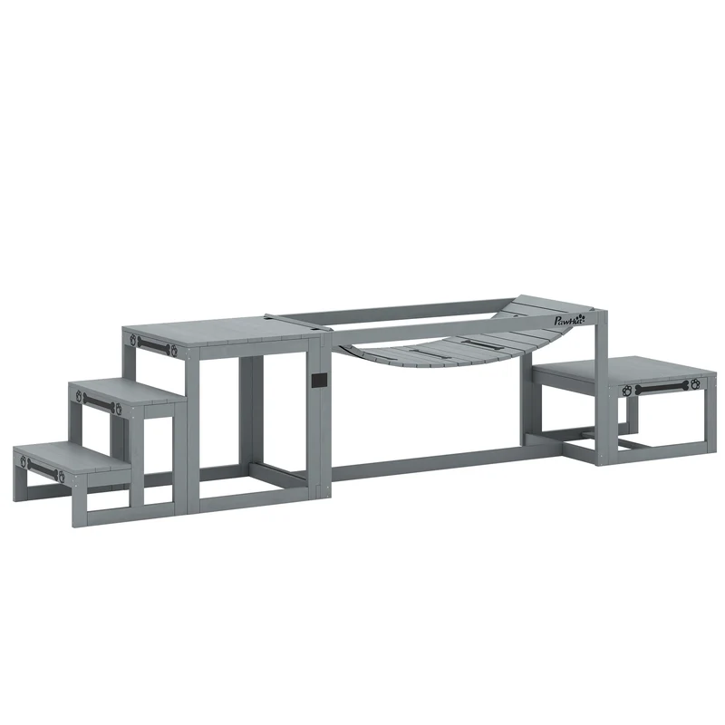 Kit d'agilité pour chien 117 x 50 x 56 cm entraînement ludique pour chiens jusqu'à 40 kg scandinave épuré en bois gris 21_0007528