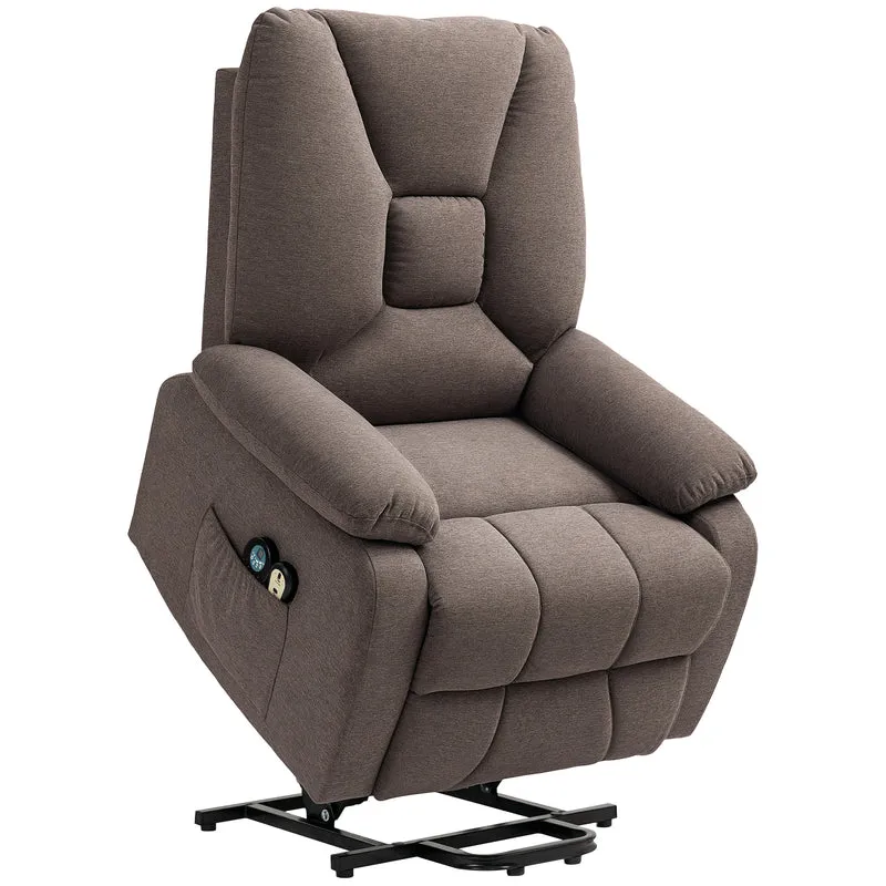 Fauteuil releveur électrique salon 83 x 93 x 108 cm inclinaison 135° massage chauffant moderne cosy en polyester marron 21_0000912