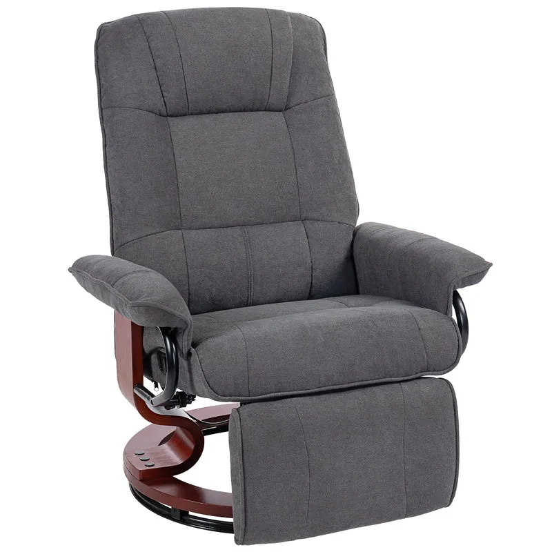 Fauteuil relax pivotant 360° inclinable repose-pieds réglable 78 x 87 x 100 cm confort rembourré design en tissu gris 21_0001742