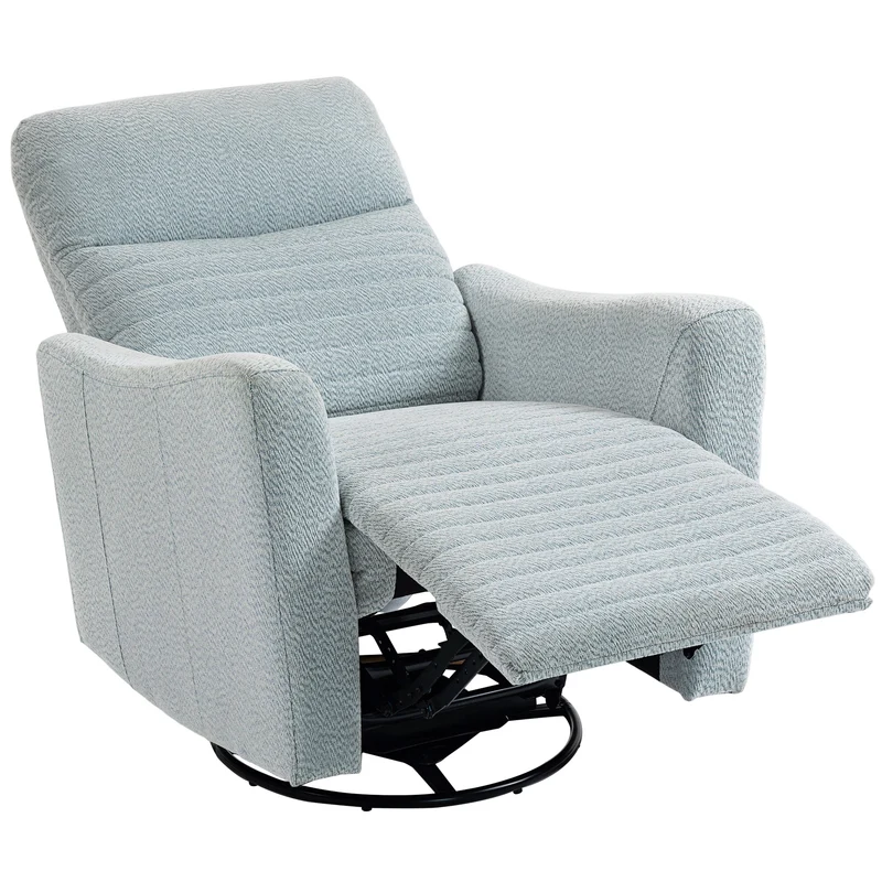 Fauteuil inclinable salon 82 x 90.5 x 101 cm inclinaison 135° repose-pieds moderne contemporain en lin gris-bleu clair 21_0003608