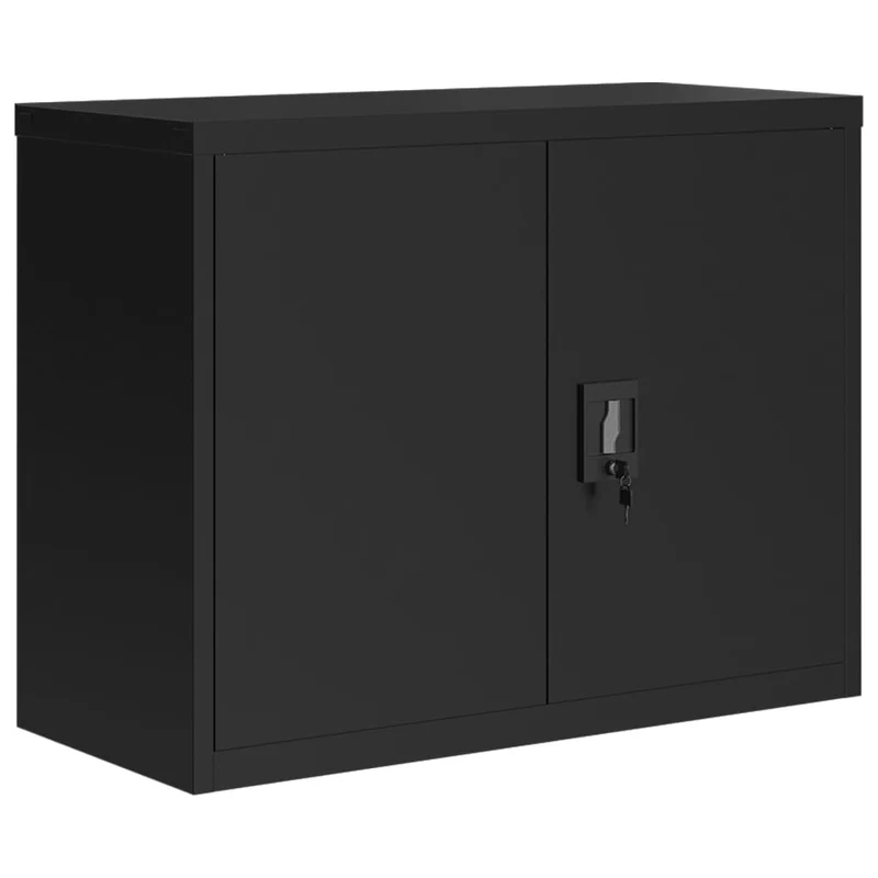 Caissons à tiroirs meuble de bureau avec 1 étagère réglable 90 x 40 x 70 cm acier noir DEC024594