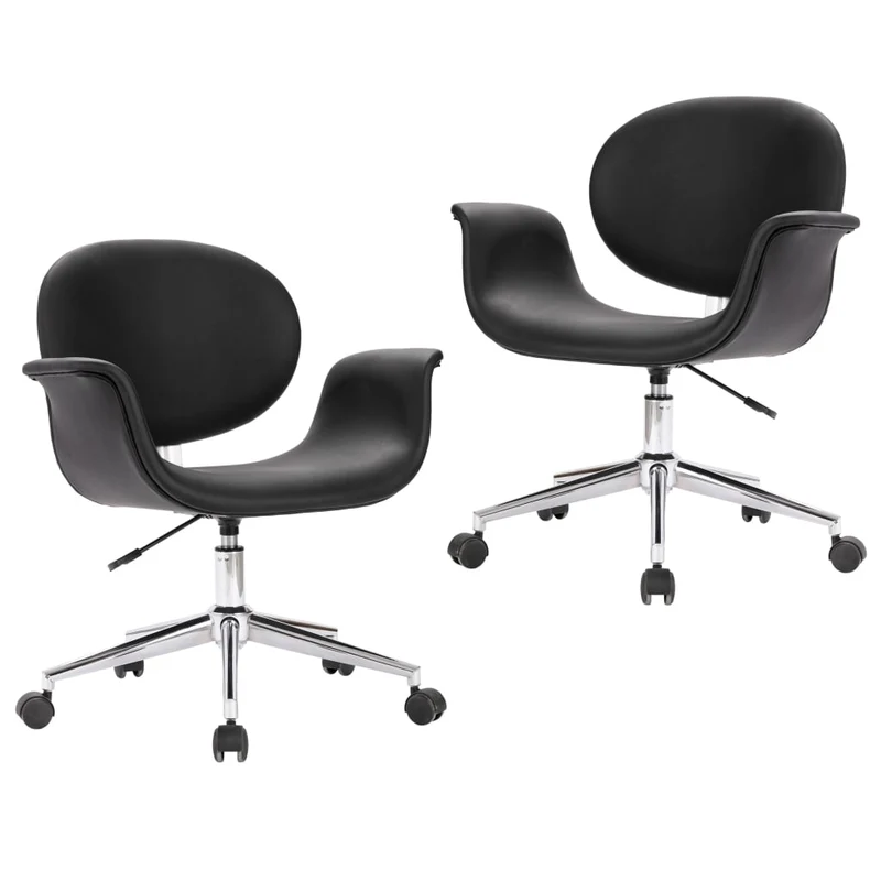 Lot de 2 chaises de salle à manger cuisine design contemporain synthétique noir CDS020811