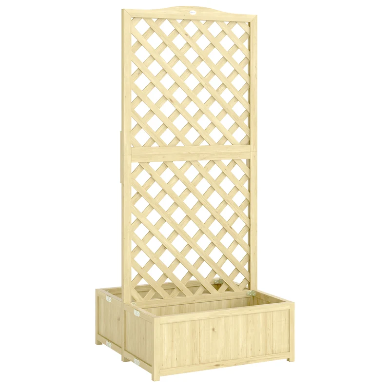 Jardinière potager pliable treillis balcon 73 x 70 x 170 cm gain de place résistant scandinave en bois de sapin naturel 21_0005632