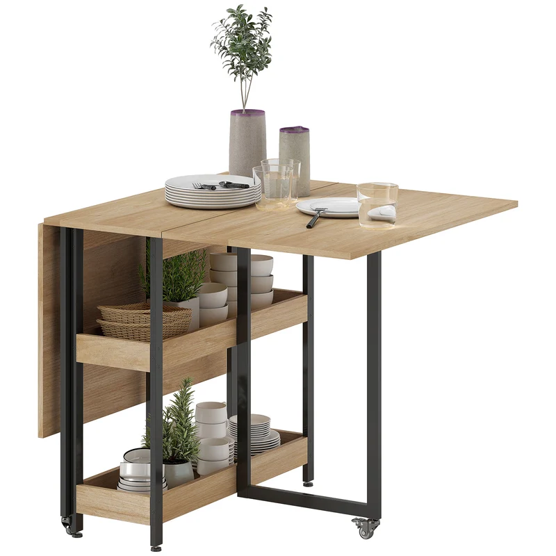 Table à manger pliante 133.4 x 80 x 75 cm pour 4 personnes gain d'espace moderne épuré en panneau de particules chêne 21_0003318