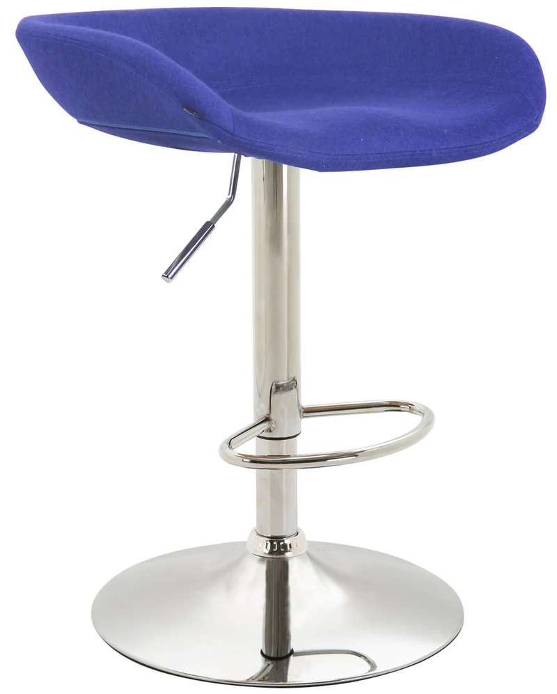 Tabouret de bar assise réglable en hauteur et pivotant en feutrine bleu pieds tulipe en métal chromé avec repose-pieds 10_0000641