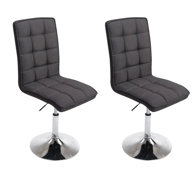 Lot de 2 chaises de salle à manger hauteur réglable en tissu gris foncé CDS10051