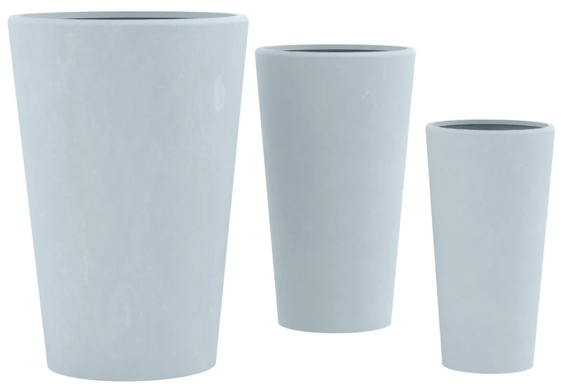 Lot de 3 pots de fleurs en argile fibreuse gris résistants aux intempéries 10_0007960