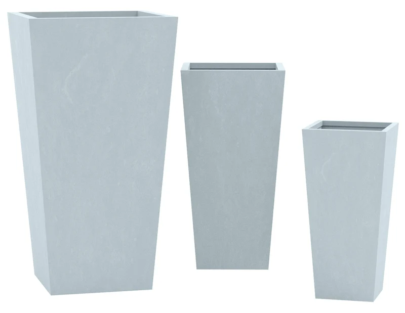 Lot de 3 pots de fleurs résistants aux intempéries – Argile fibreuse gris 10_0007959