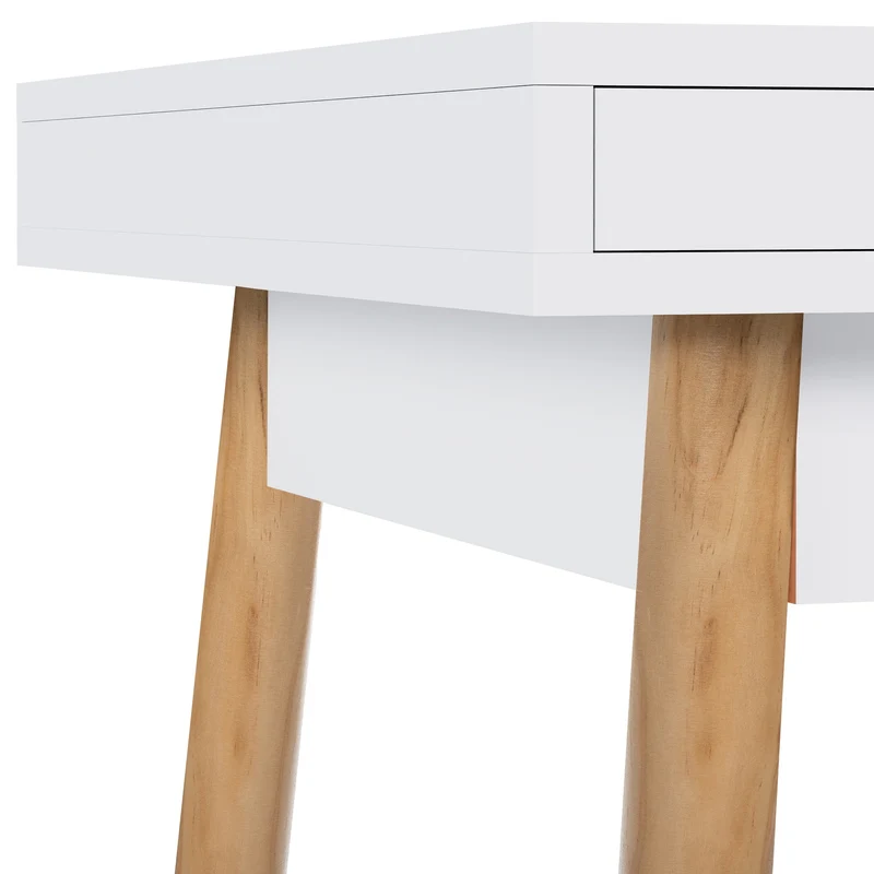 Bureau moderne blanc et chêne avec deux tiroirs 110 cm – Style scandinave 10_0009173