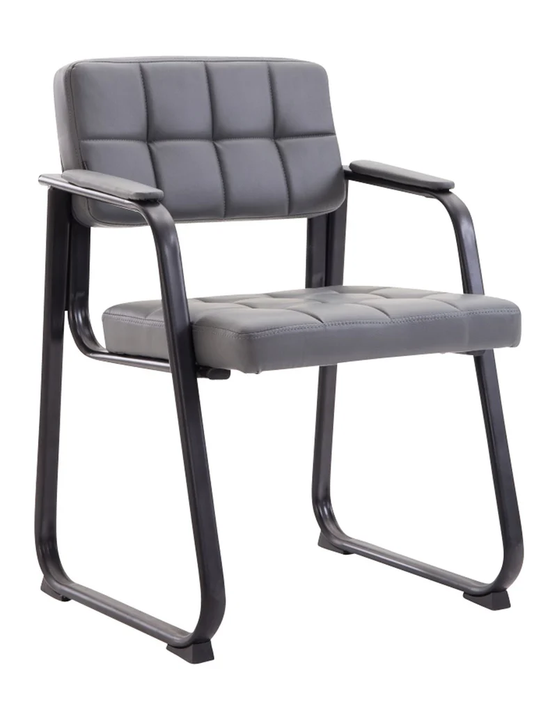 Chaise visiteur fauteuil de bureau sans roulette synthétique gris BUR10226