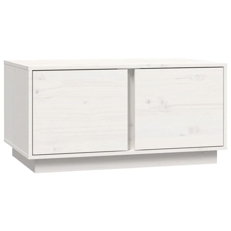 Table basse avec 2 compartiments design moderne 80 x 50 x 40 cm bois massif de pin blanc DEC037958