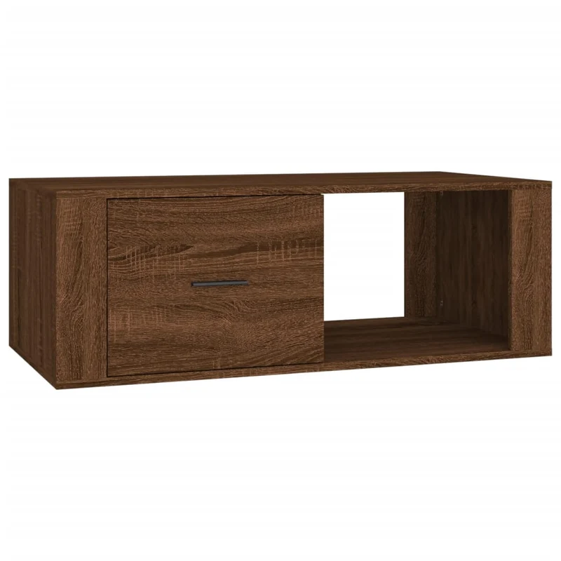 Table basse avec tiroir et compartiment ouvert design rustique 100 x 50,5 x 35 cm bois d'ingénierie marron DEC038576