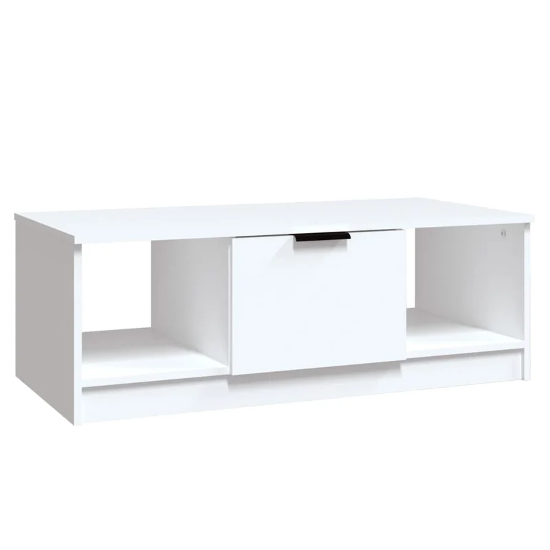 Table basse de salon design moderne 102 x 50 x 36 cm bois d'ingénierie blanc DEC037812