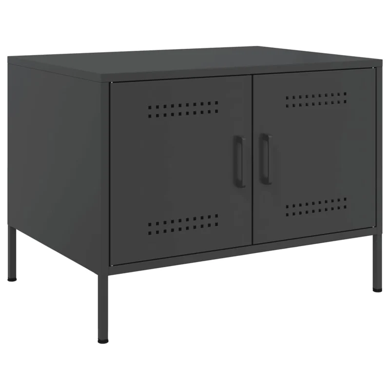 Table basse avec espace de rangement design industriel 68 x 50 x 50,5 cm acier noir DEC039730