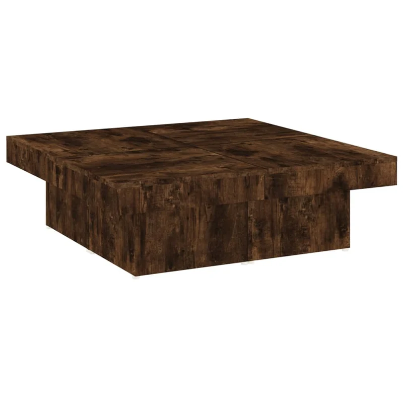 Table basse en 4 parties distinctes design style contemporain et chaleureux 90 x 90 x 28 cm bois d'ingénierie marron DEC038558