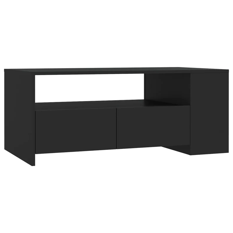 Table basse avec tiroirs design moderne et contemporaine 102 x 55 x 42 cm bois d'ingénierie noir DEC039612