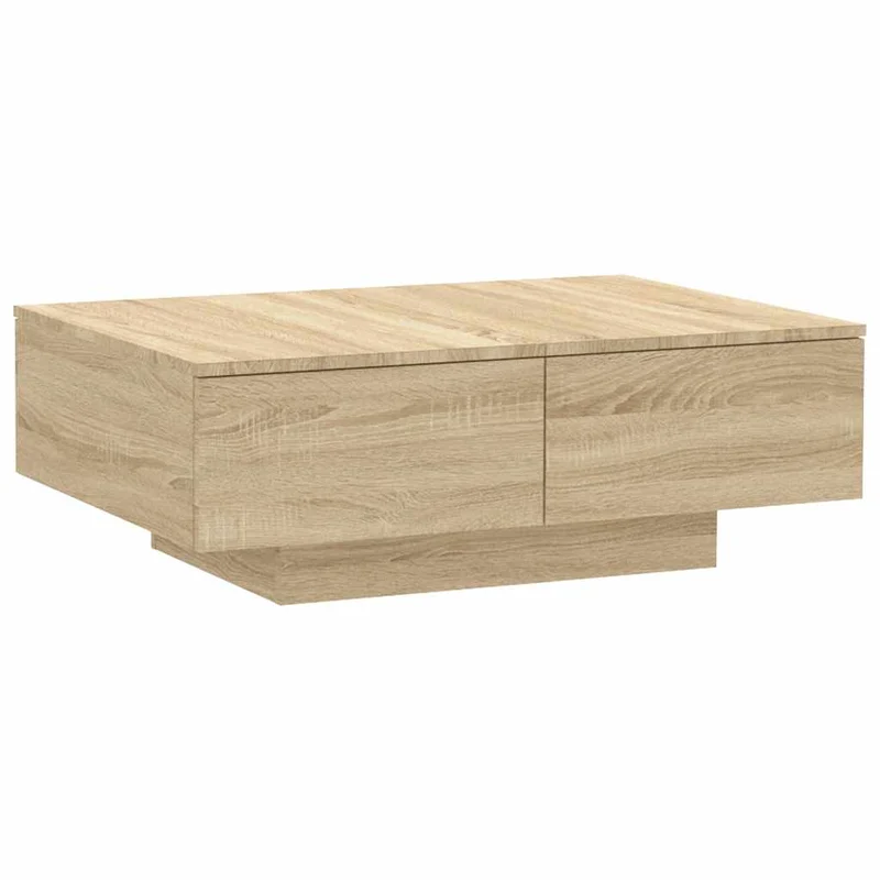 Table basse avec tiroirs design moderne et contemporaine 90 x 60 x 31 cm bois d'ingénierie couleur chêne DEC039069