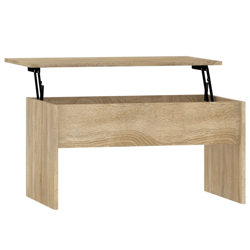 Table basse plateau relevable design moderne et contemporaine 80 x 50,5 x 41,5 cm bois d'ingénierie couleur chêne DEC038995