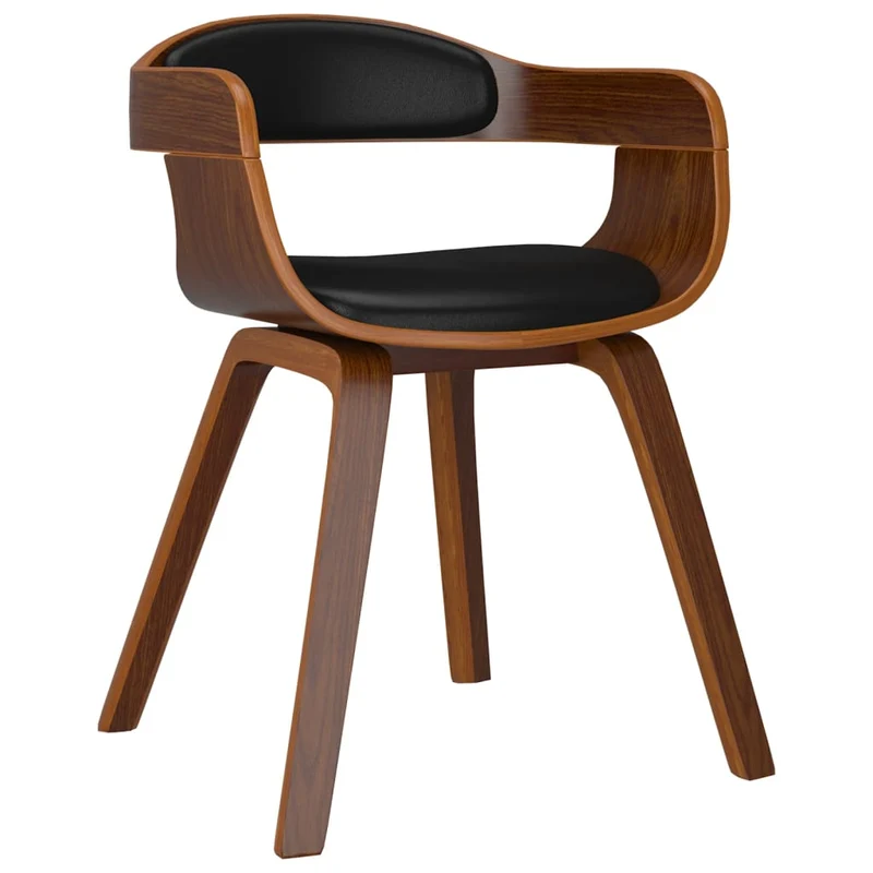 Chaise de salle à manger chaise de bureau design moderne en bois courbé et PVC noir DEC025177