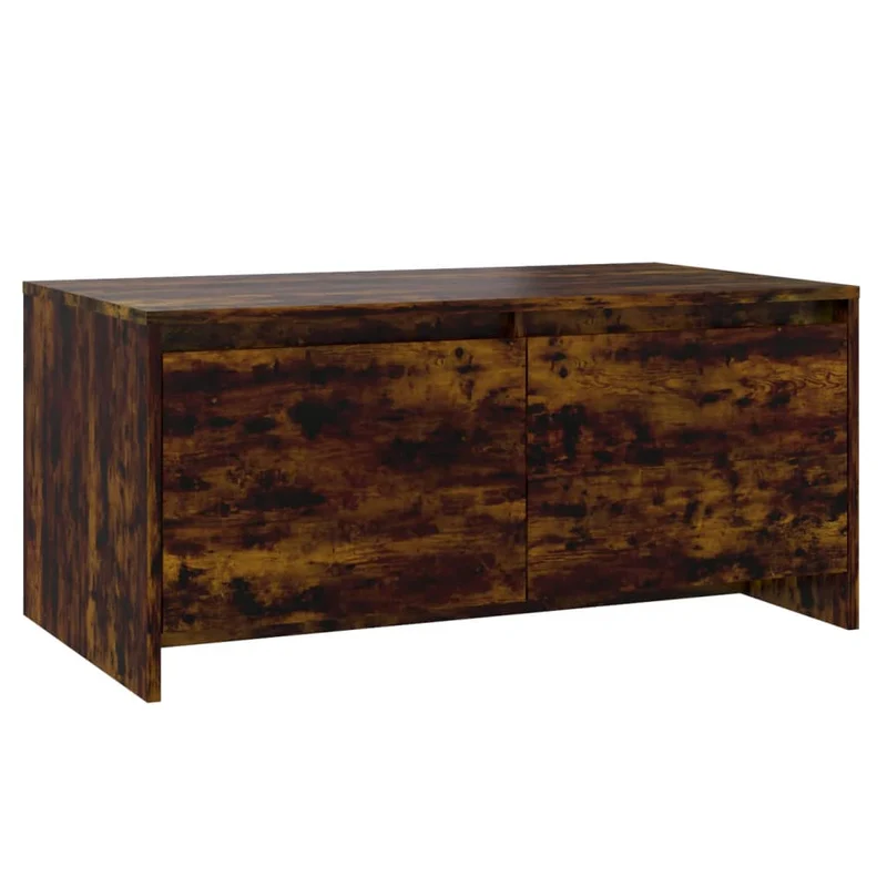 Table basse avec deux tiroirs design rustique 90 x 50 x 41,5 cm bois d'ingénierie marron DEC038547