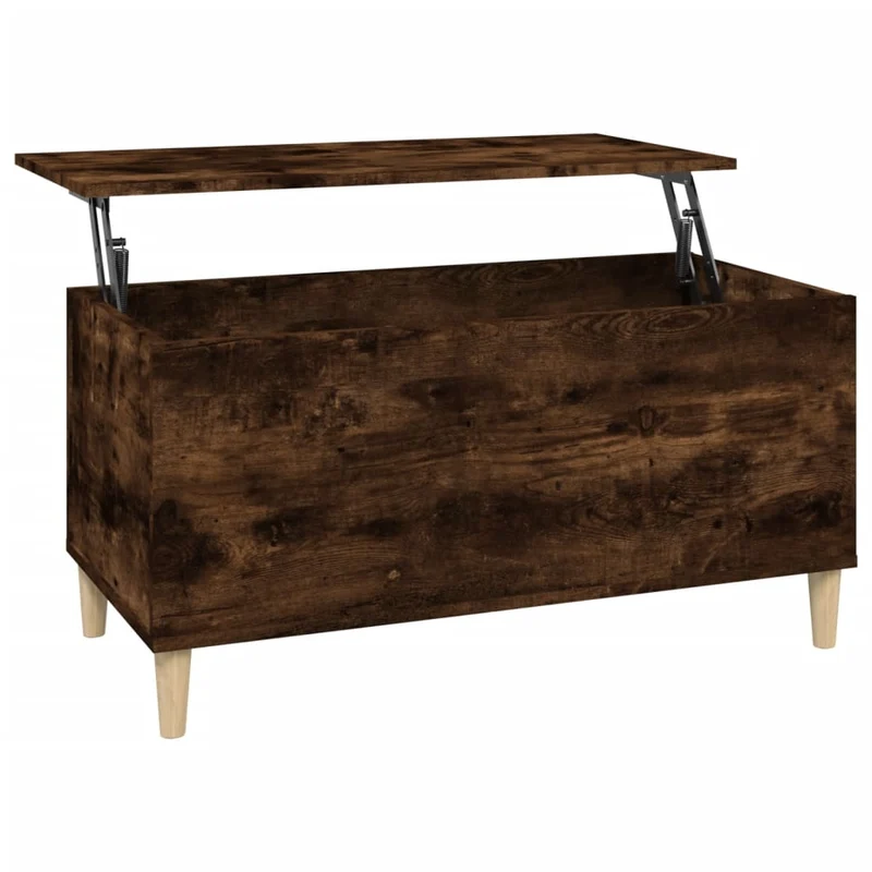 Table basse dessus relevable design rustique 90 x 44,5 x 45 cm bois d'ingénierie marron DEC038503