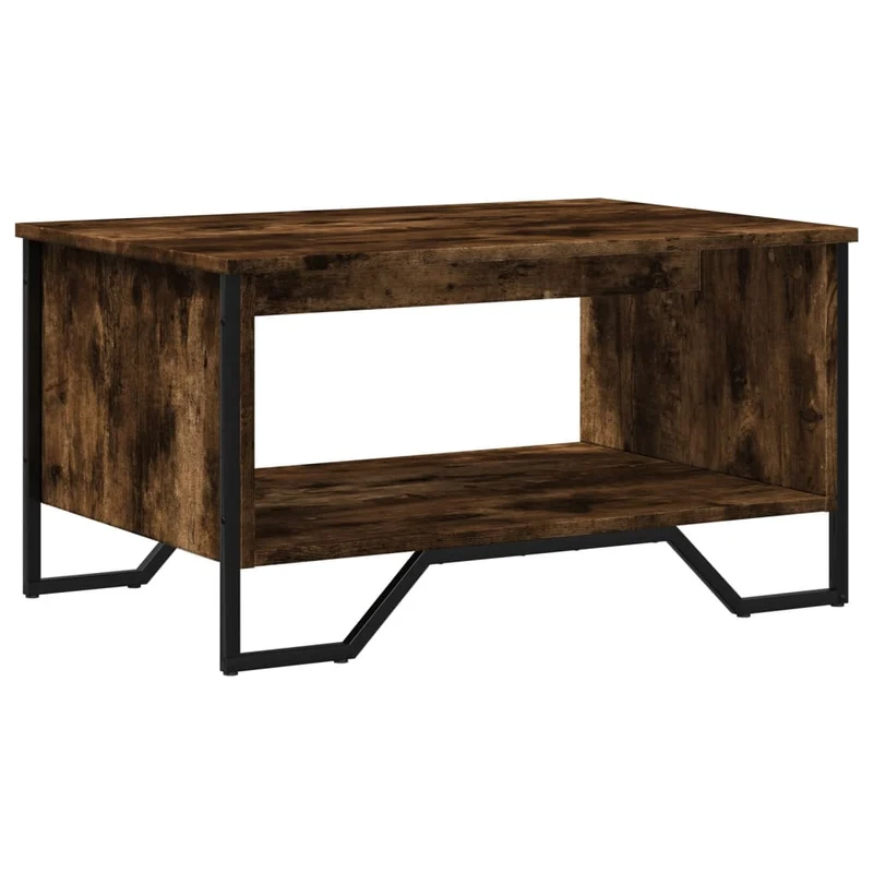 Table basse design rustique 75 x 51 x 40 cm bois d'ingénierie marron et métal DEC038471