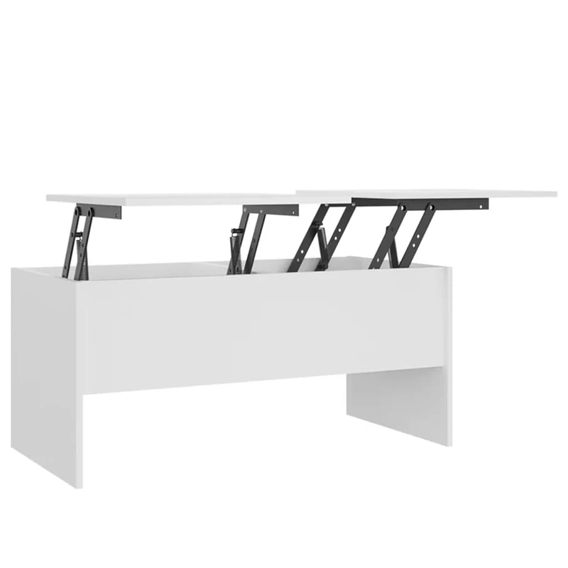 Table basse de salon plateau réglable design moderne 102 x 50,5 x 46,5 cm bois d'ingénierie blanc DEC037808