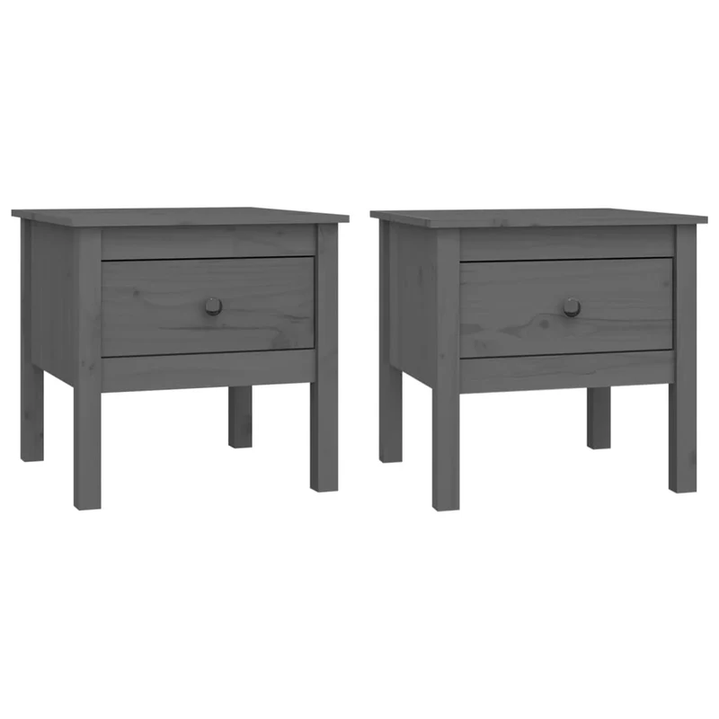 Lot de 2 tables de chevets avec tiroir 50 x 50 x 49 cm en bois massif de pin gris DEC032634