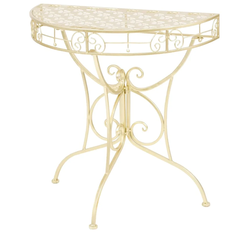 Table d'appoint plateau demi-rond 72 x 36 x 74 cm en métal doré DEC032548