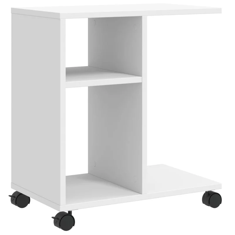 Table d'appoint meuble de salon sur roulettes 50 x 30 x 55 cm bois d'ingénierie blanc DEC032324