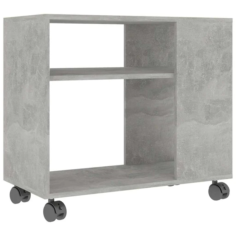 Table d'appoint meuble de salon sur roulettes 70 x 35 x 55 cm bois d'ingénierie couleur gris béton DEC032462