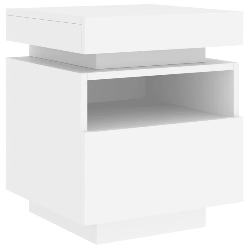 Table de chevet avec tiroir et lumière LED RVB 40 x 39 x 48,5 cm bois d'ingénierie blanc DEC032763