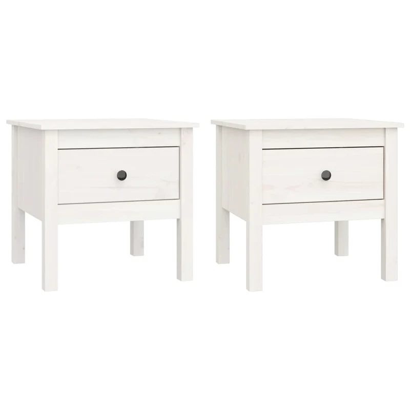 Lot de 2 tables de chevet avec tiroir 50 x 50 x 49 cm bois massif de pin blanc DEC032617
