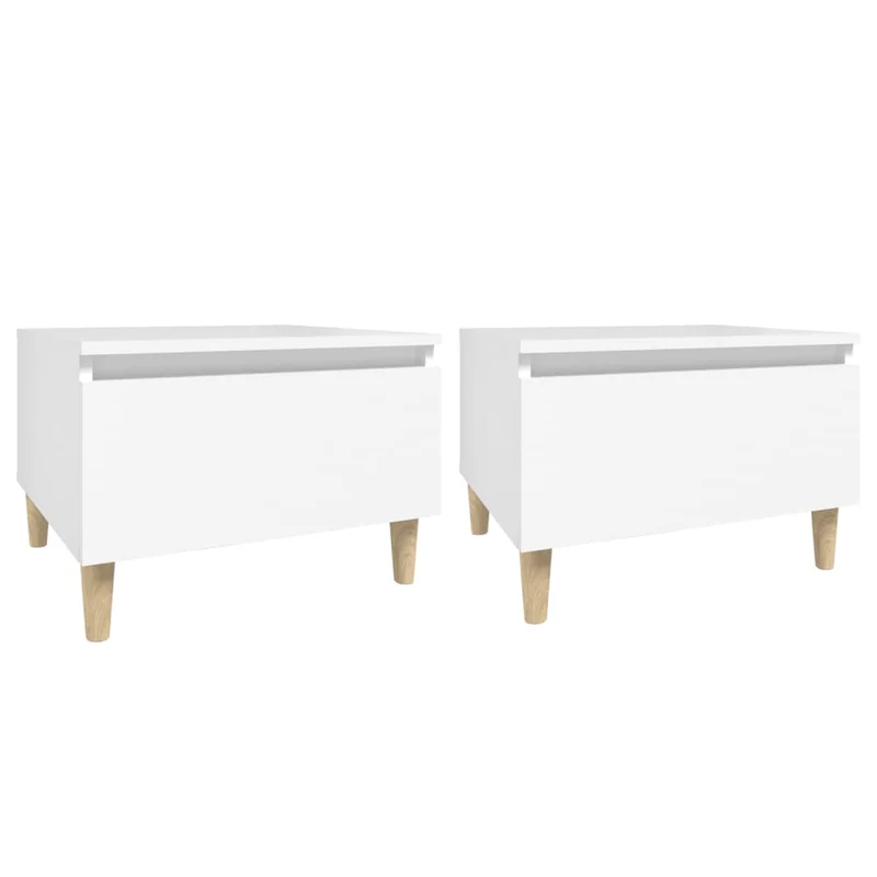 Lot de 2 tables d'appoint chevet avec tiroir 50 x 46 x 35 cm bois d'ingénierie blanc DEC032614