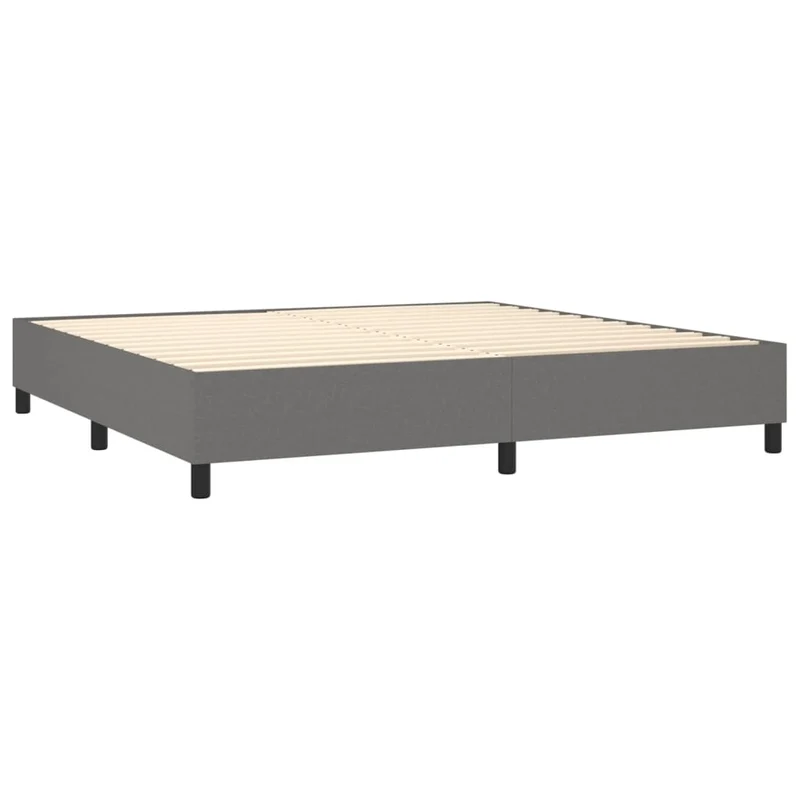 Sommier à lattes sur pieds cadre de lit 200x200 cm tissu gris foncé TDL0207113