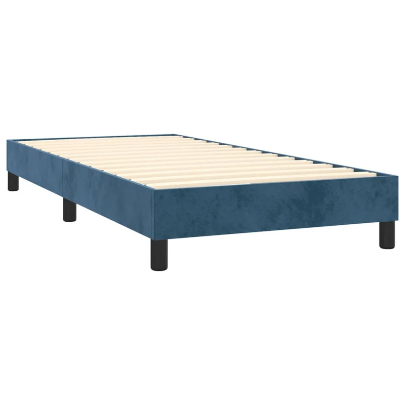 Sommier à lattes sur pieds cadre de lit 90x200 cm tissu velours bleu foncé TDL0207300