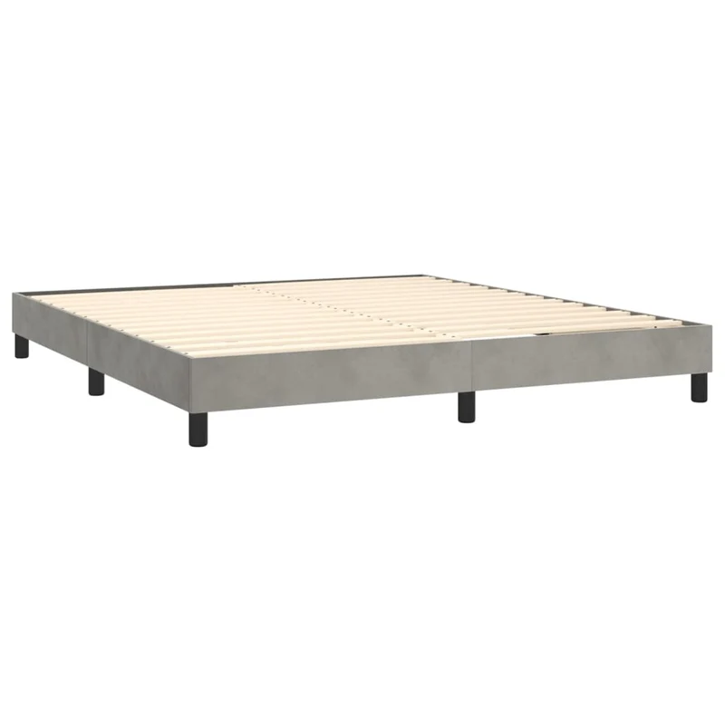 Sommier à lattes sur pieds cadre de lit 180x200 cm tissu velours gris clair TDL0207178