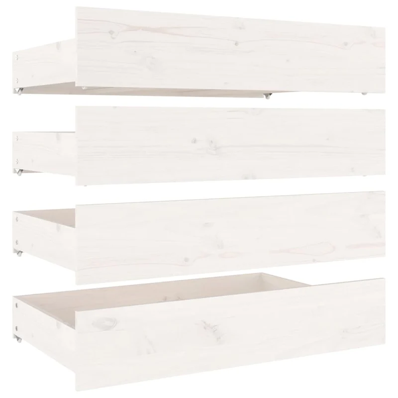 Tiroir de lit rangement avec roulettes lot de 4 bois de pin blanc TDL0206816