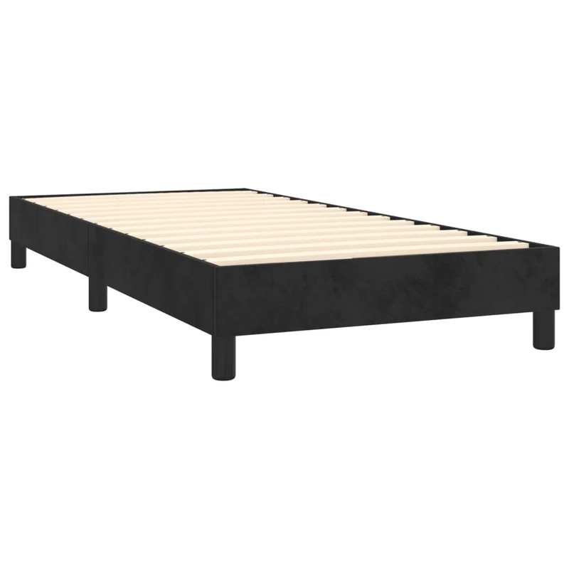Sommier à lattes sur pieds cadre de lit 90x190 cm tissu velours noir TDL0206973