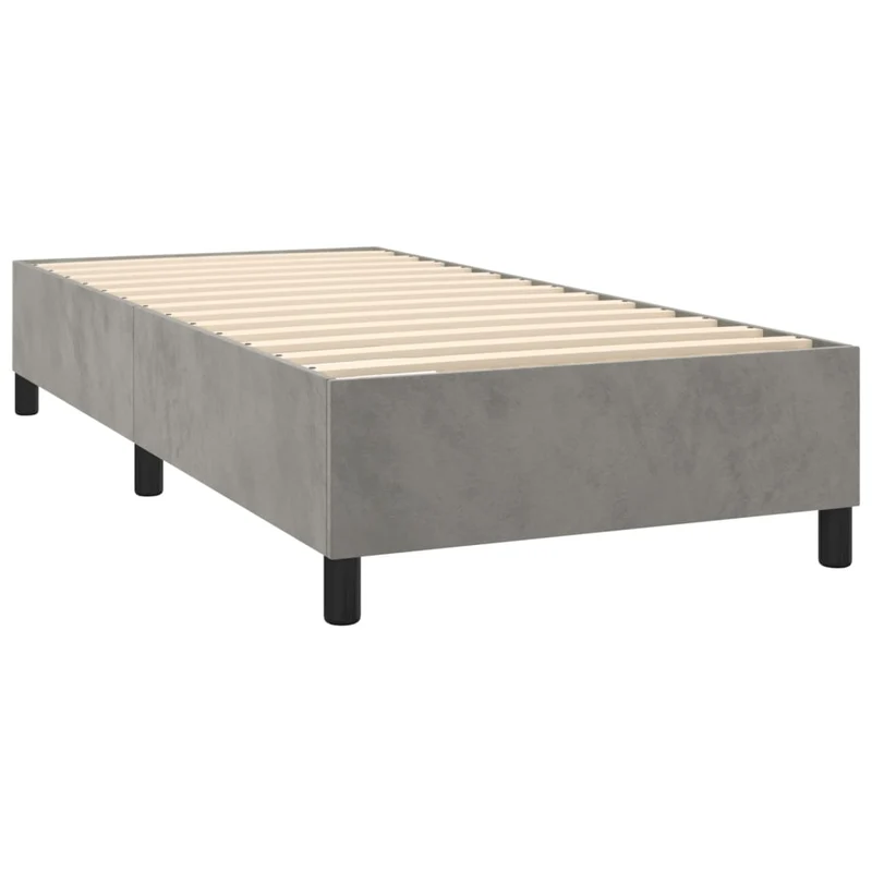 Sommier à lattes sur pieds cadre de lit 80x200 cm tissu velours gris clair TDL0207166
